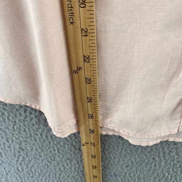 Lauren Ralph Lauren Shirt Womens Large Pink Linen Roll Tab Sleeve Button Collar - Picture 8 of 10